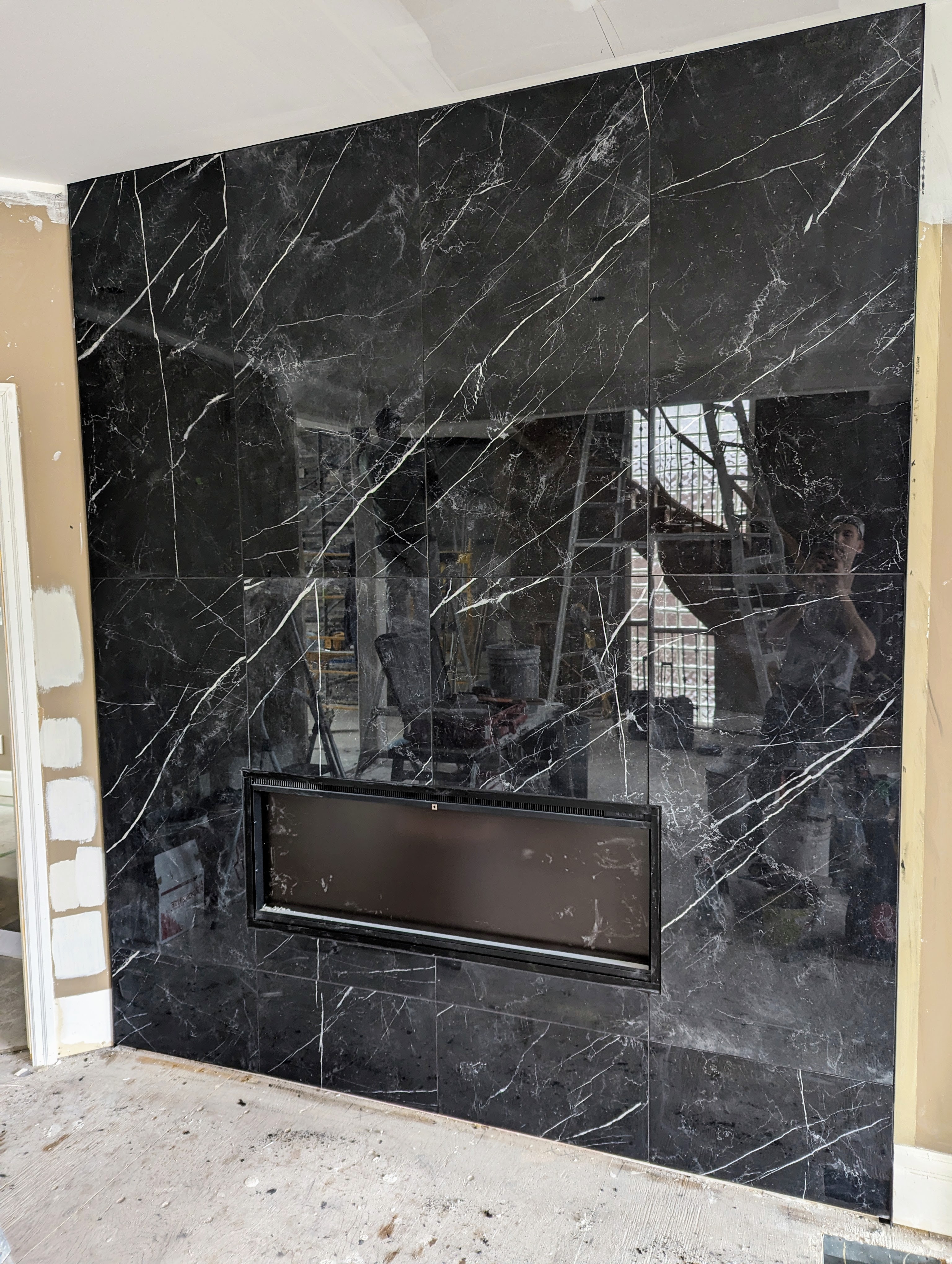 Custom tile fireplace surround installation — Niagara Region